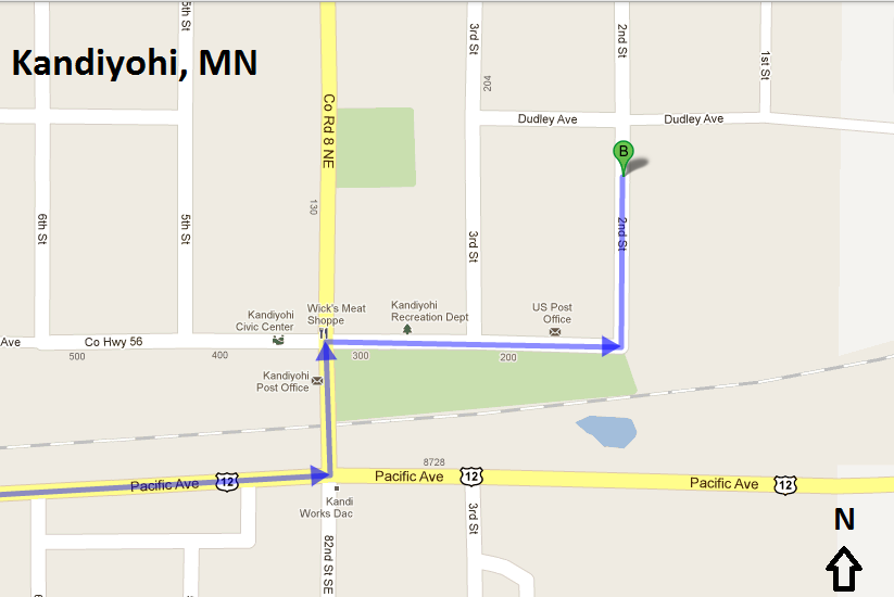 Google Maps Directions to Kandiyohi Church of Christ